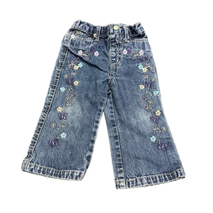 4/20$ Floral Embroidered Baby Denim Jeans size 18 months